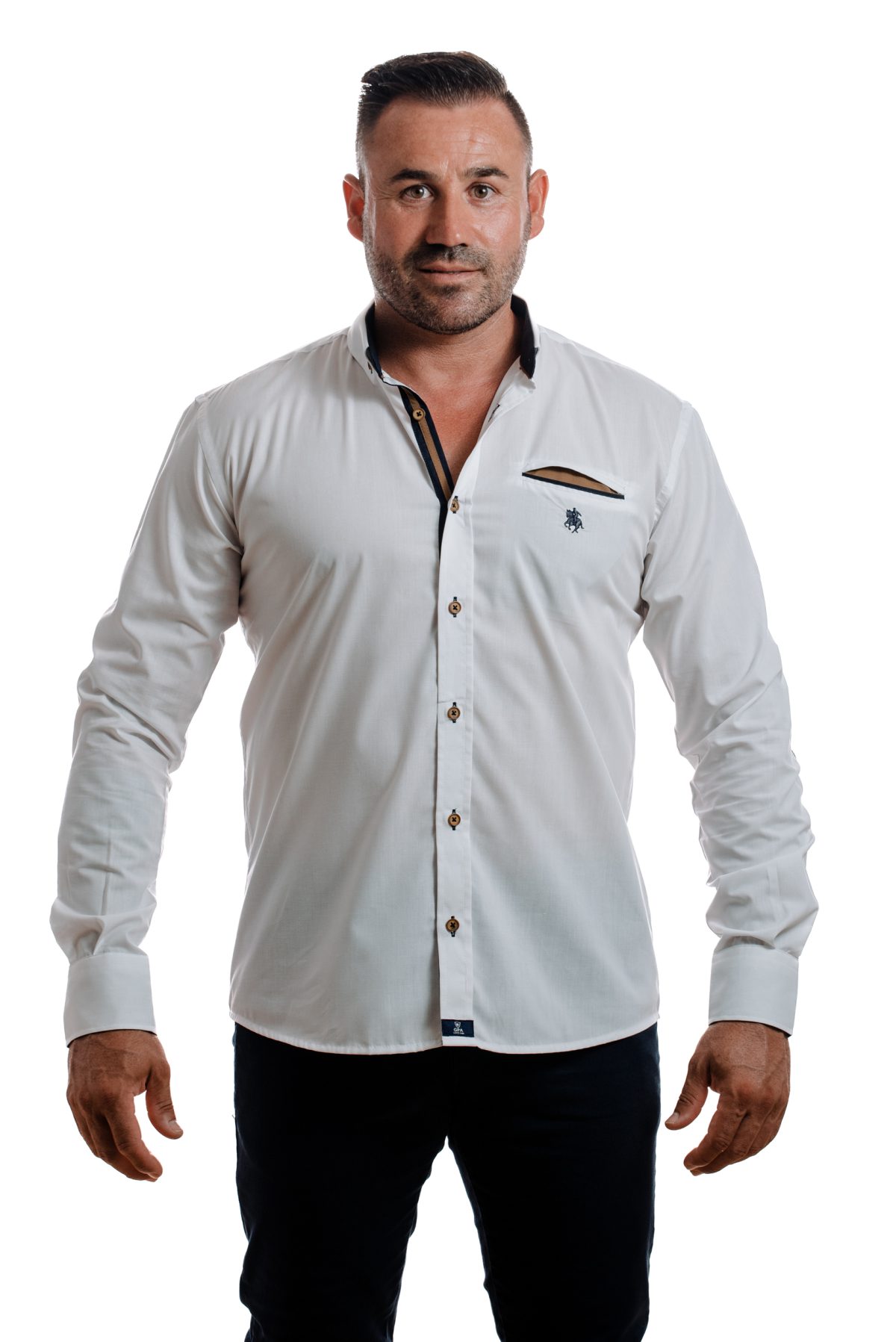 Camisa para hombre - Color Blanco con Codo Marino