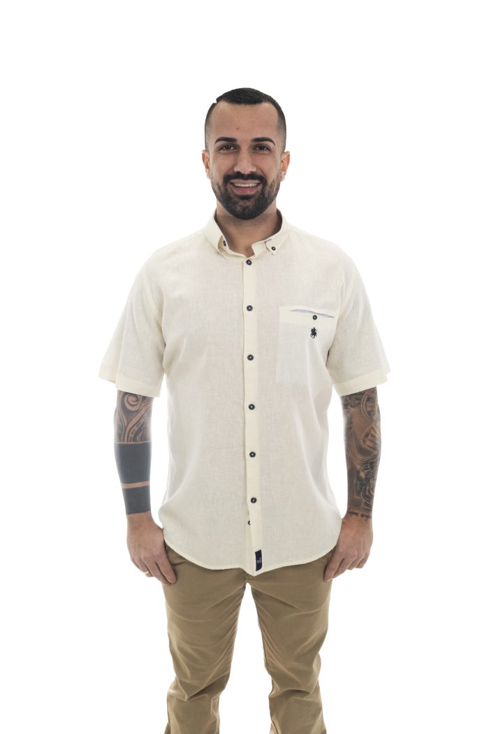Camisa Manga  Corta Lino Beige