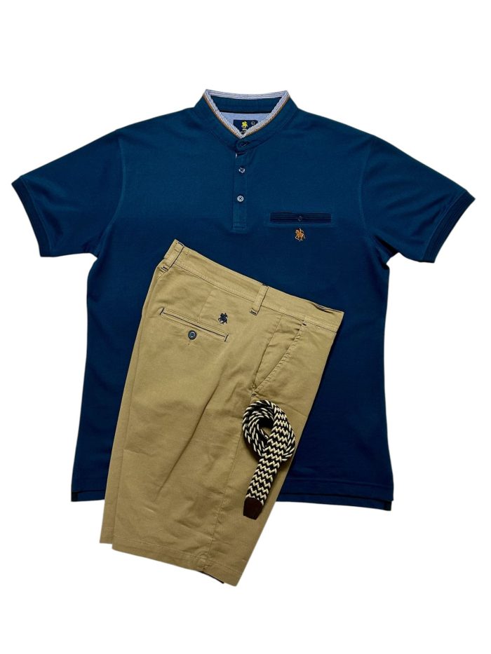 Polo Mao azulon  Bermuda beig