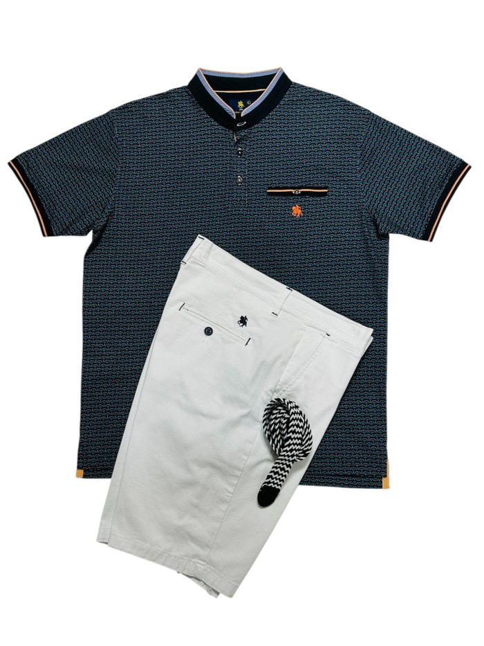 Polo, fantasía, palmera bermuda blanca