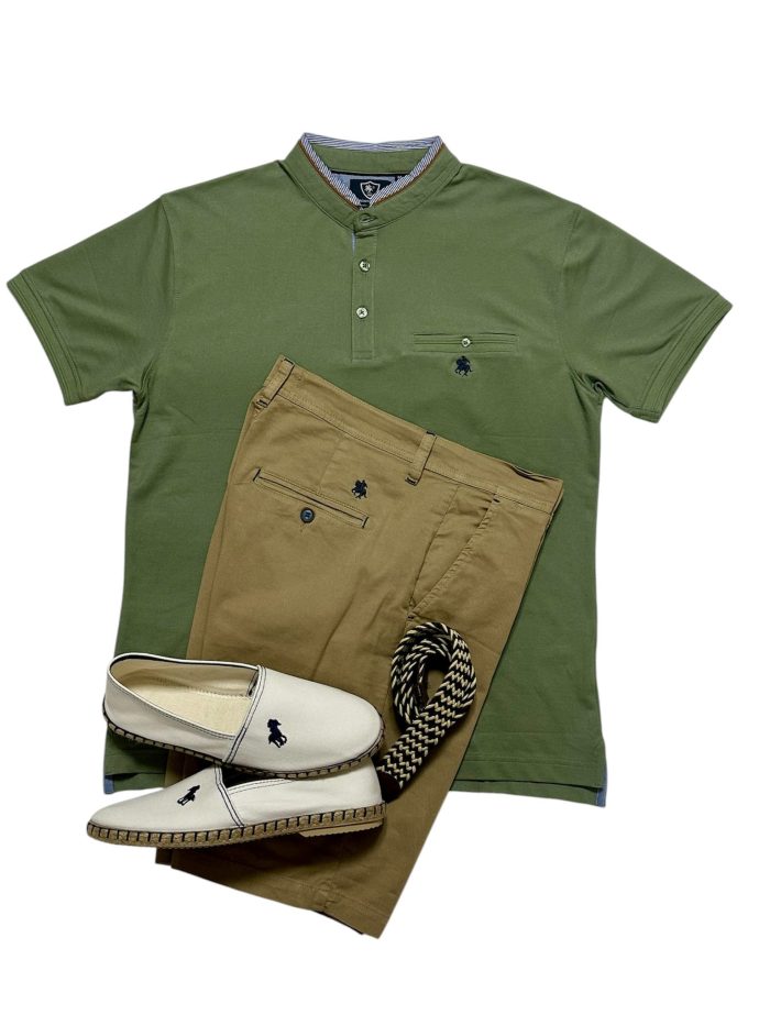 Maho verde oliva, Bermuda Beige Esparteña blanca