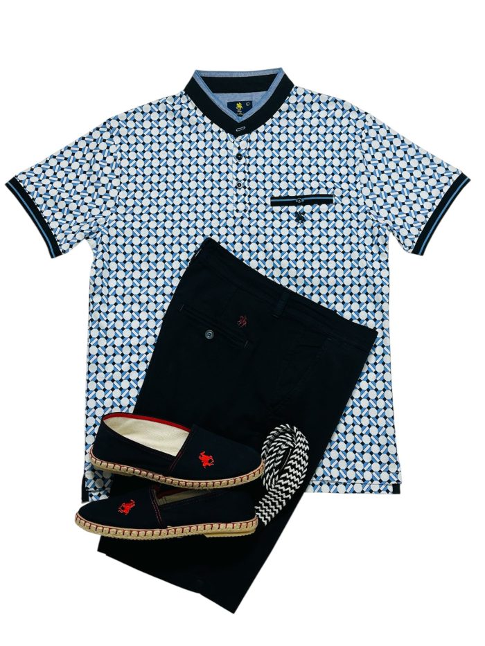 Polo círculo bermuda marino, espardeña marino